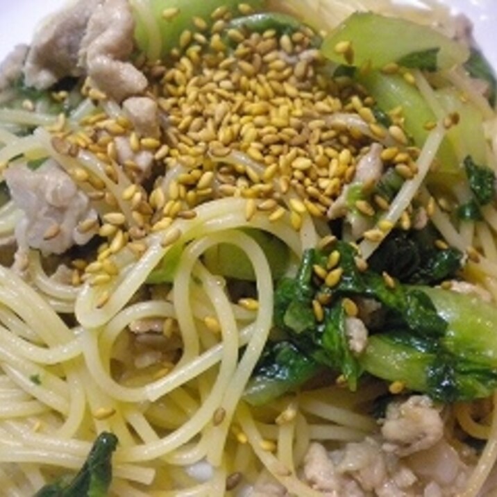 豚肉サラダ菜柚子胡椒パスタ